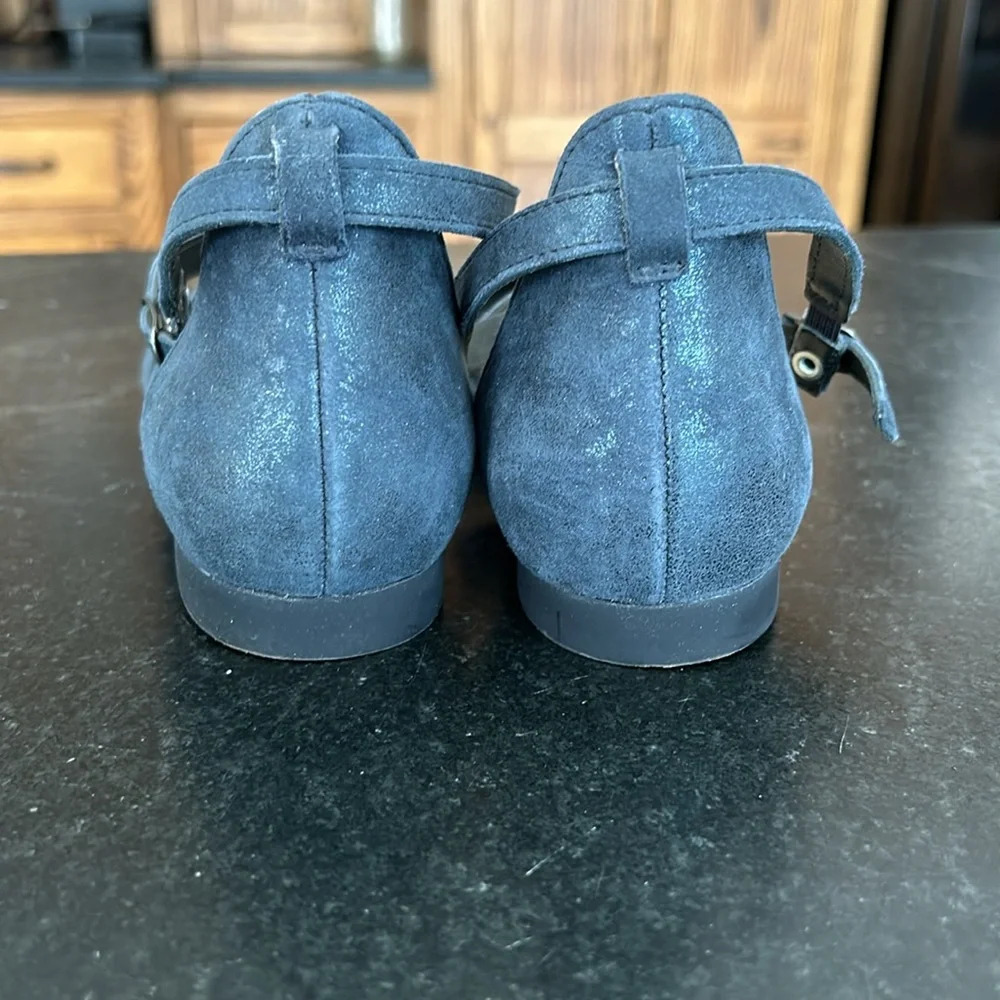 Paul Green Margot Ankle Strap Pointy Toe Ballet Flats Metallic Ocean Blue US 8 - Picture 4 of 7